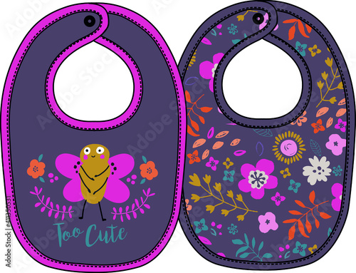 Baby girl bib design vector illustration