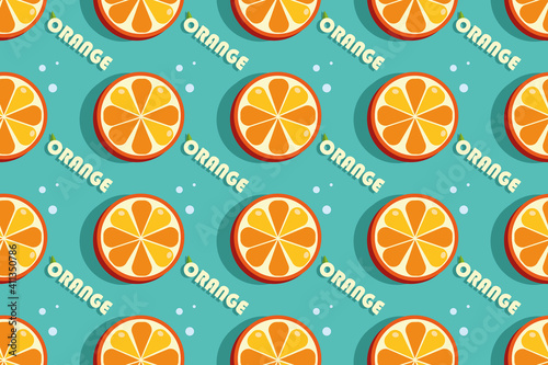 seamless pattern with orange, bright, colorful, summer background, tropical fruit, juicy vector graphics,