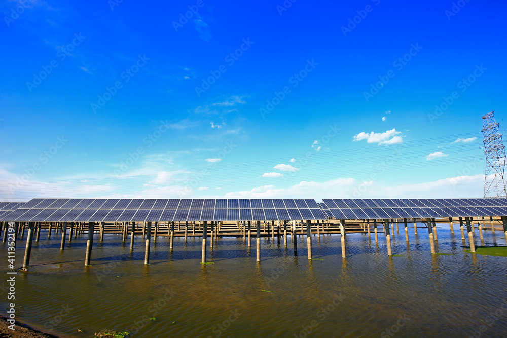 Solar panels on the water