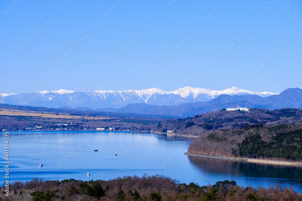 【山梨】山中湖（パノラマ台）から見る南アルプス連峰（冬）