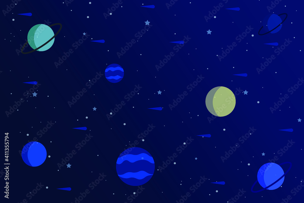 Colorful planets background with stars