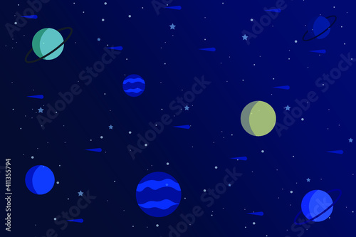Colorful planets background with stars