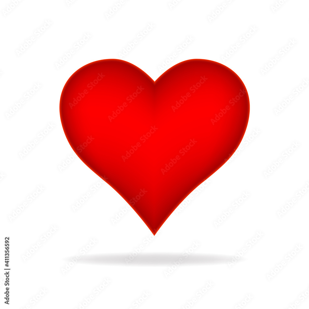 Red heart, love heart, vector illustration