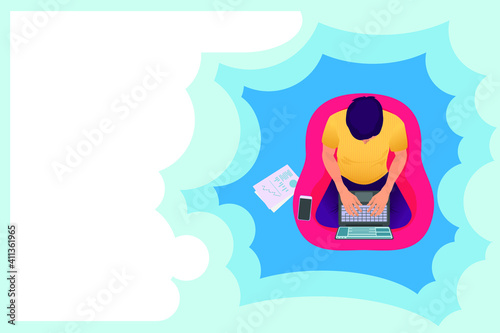 virtual assistant freelance work from home background flat illustration clip art