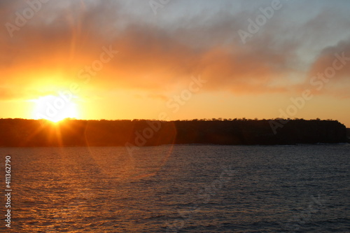 Sunset in the Galapagos over the pacific