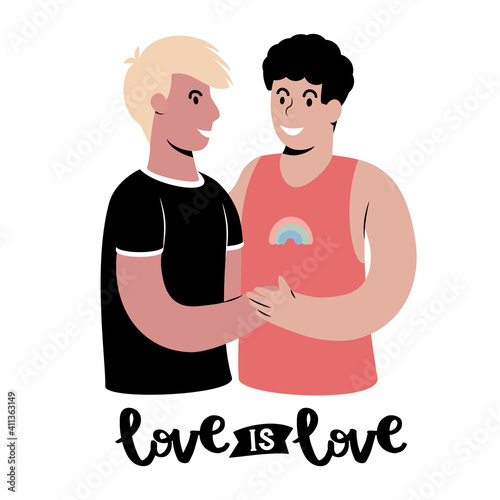 Young gay happy couple portrait