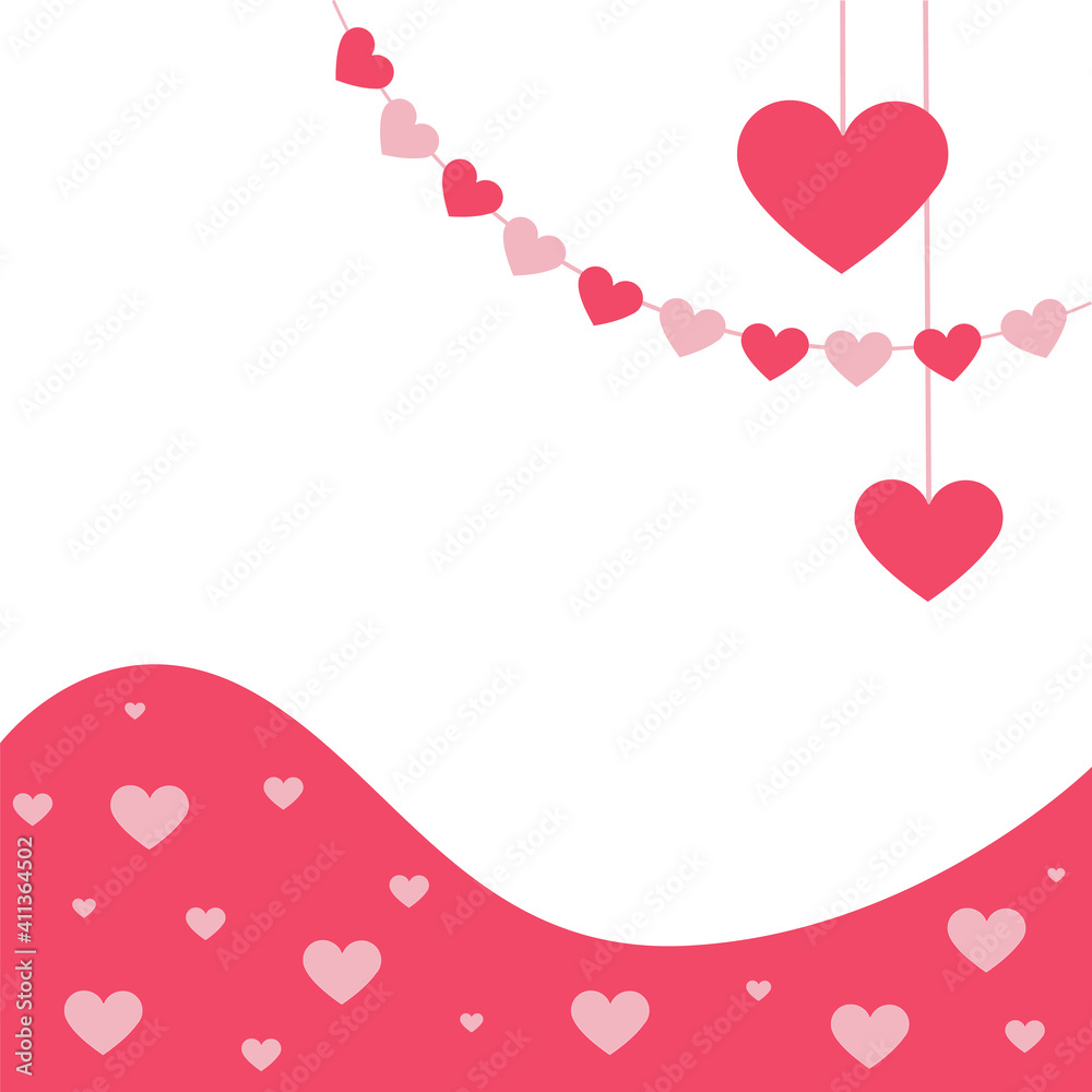 Festive delicate background with hearts and love attributes. The background for creating a postcard or invitation is also suitable for the design of banners, posts on social networks, websites.