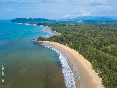 aerial view of beach at Phra Thong Island