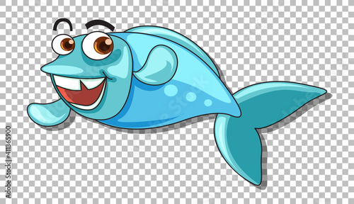 A fish cartoon character isolated on transparent background