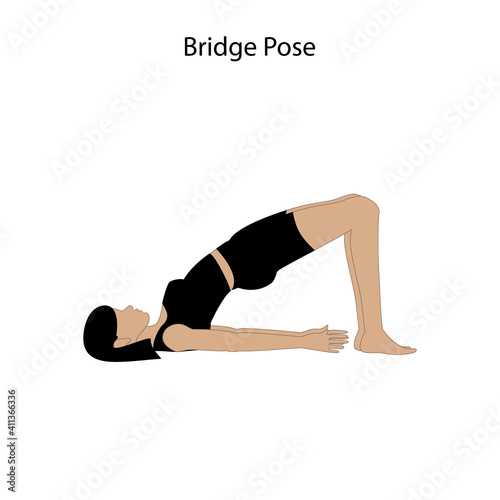 Bridge pose yoga workout. Healthy lifestyle vector illustration