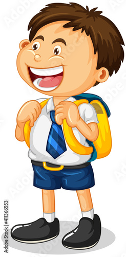 A student boy cartoon character isolated on white background
