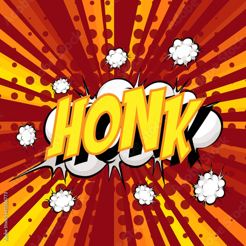 HONK wording comic speech bubble on burst