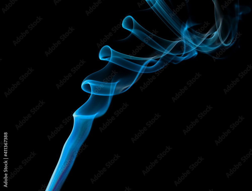 swirling movement of blue smoke group, abstract line Isolated on black background swirling movement of blue smoke group, abstract line Isolated on black background