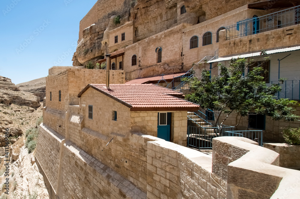 
The Holy Lavra of Saint Sabbas the Sanctified, known in Arabic as Mar Saba, Judean desert, Israel. A Greek Orthodox monastery overlooking the Kidron Valley