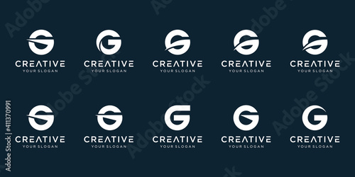 Set of abstract initial letter G logo template. icons for business of fashion, automotive, financial