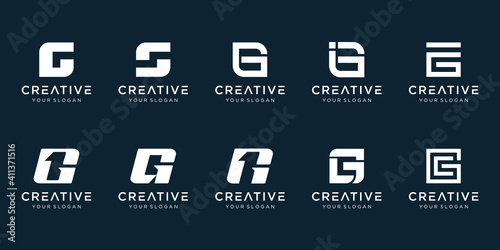 set of creative abstract monogram letter G 1 logo design.