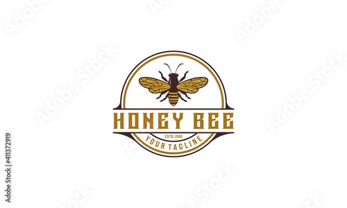 honey bee logo on white background