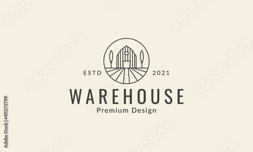 lines warehouse with tree logo vector icon symbol graphic design illustration