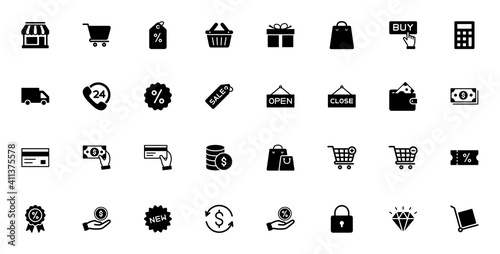 online shopping and E-commerce icon set. for web or mobile app