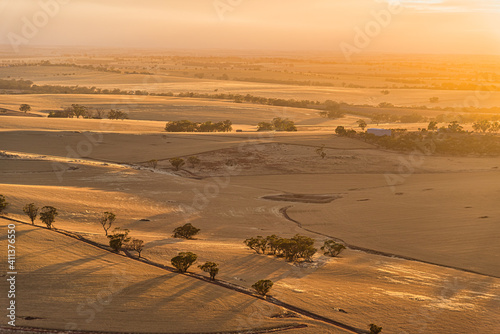 Aerial view of the Canola and wheat fields in Northam photo