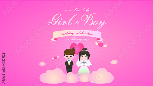 Romantic Couple Wedding Card  Valentine  vector