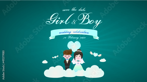 Romantic Couple Wedding Card  Valentine  vector