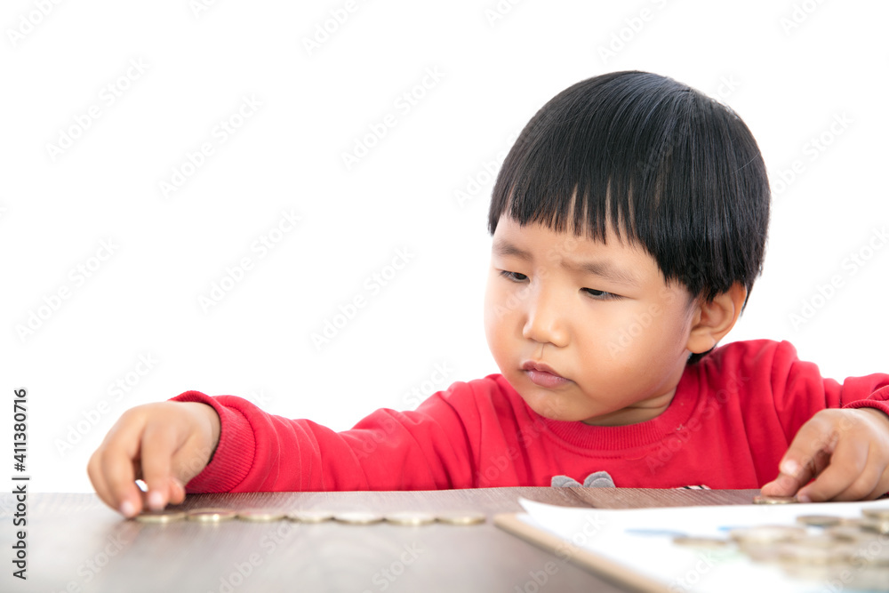 A little yellow girl fiddling with euro coins
