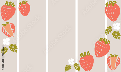 手描き風のフレッシュなイチゴフレーム
Hand-painted fresh strawberry frame