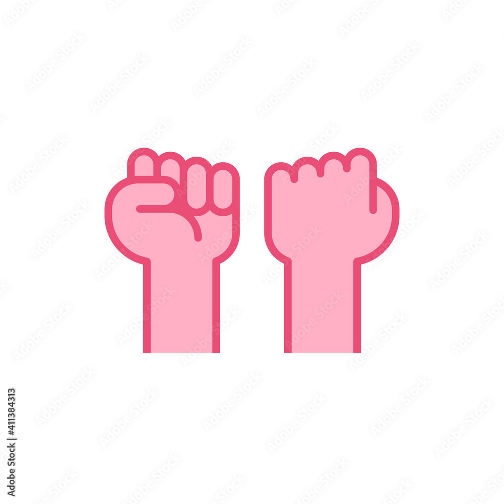Fist raised up, strong arm flat icon. Filled outline style sign for web and app. Fist hand up gesture vector illustration on white background. Power, solidarity and freedom concept. Isolated EPS 10 Fist raised up, strong arm flat icon. Filled outline style sign for web and app. Fist hand up gesture vector illustration on white background. Power, solidarity and freedom concept. Isolated EPS 10