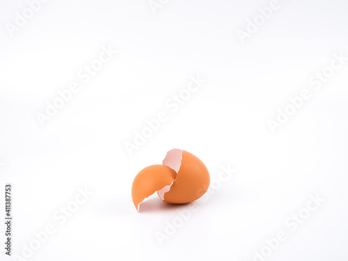The egg broke isolated on a white background.