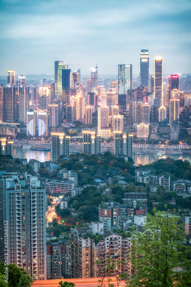 Fototapeta premium Aerial photography mountain city Chongqing