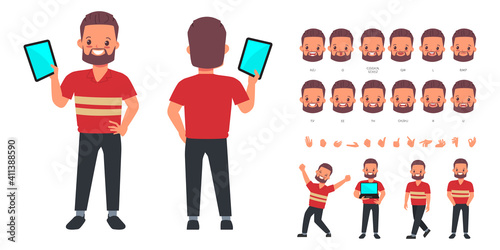 Foto Character for animation mouth and face cute businessman.