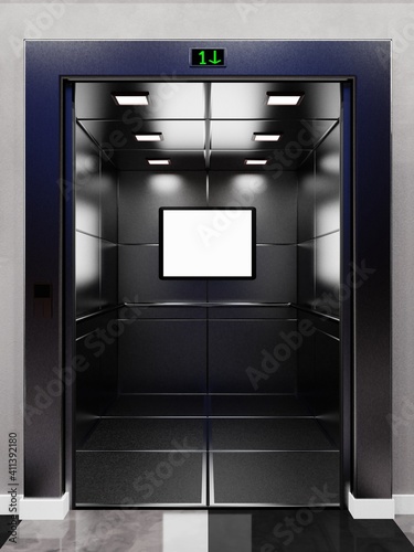 Wallpaper Mural Empty elevator cabin with blank LED screen. 3D illustration Torontodigital.ca