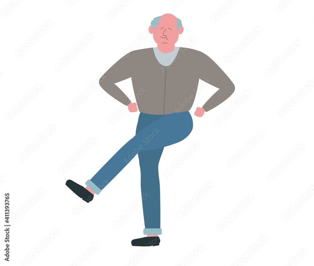 陽気に踊る高齢者のイラスト(男性2）