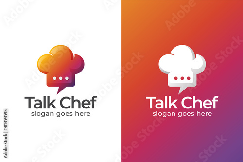 modern color talk chef logo, food recipes, online food business logo design