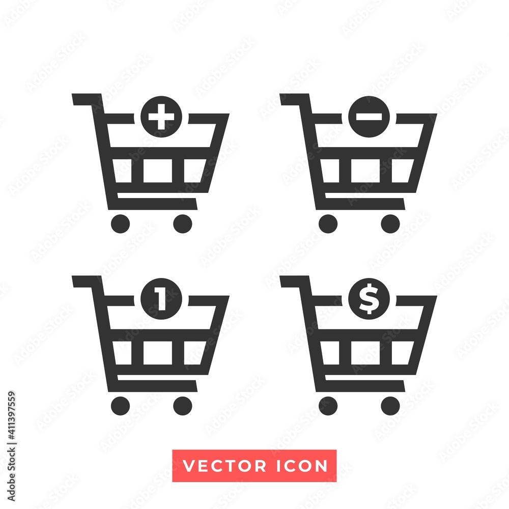 icon set of shopping cart. e commerce icon.