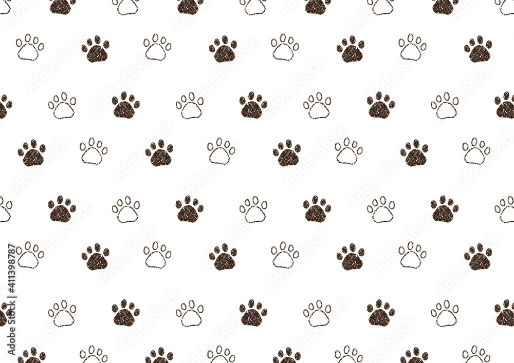 猫の足あと柄イラスト背景 猫の足あと柄イラスト背景