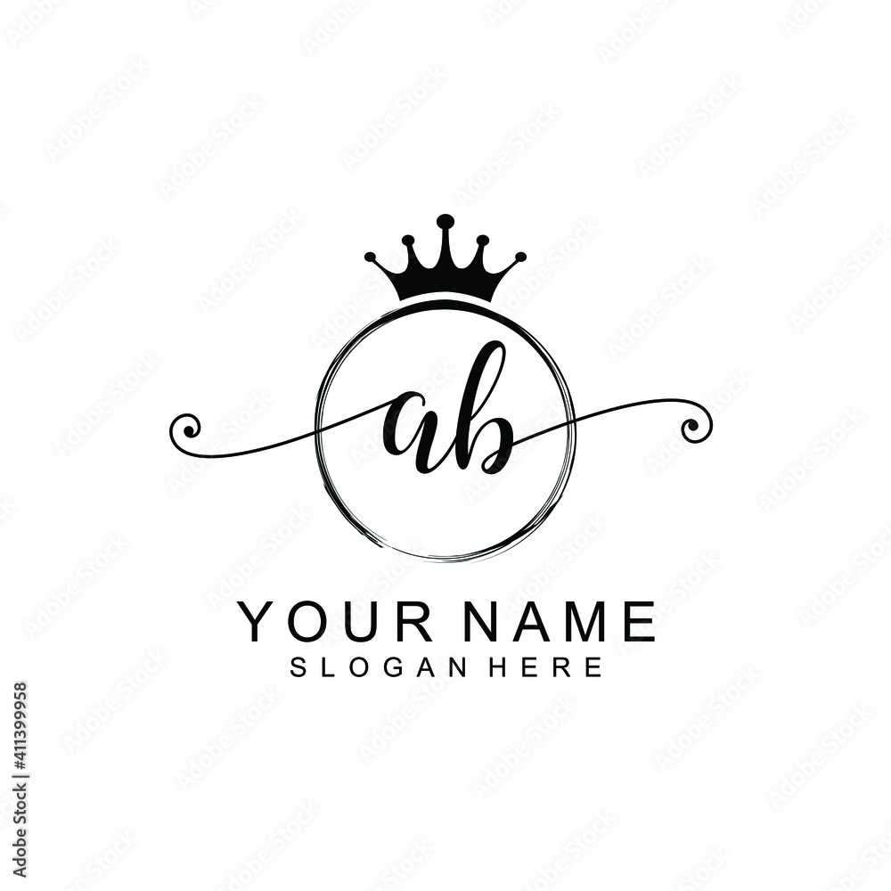 AB Initial handwriting logo template vector AB Initial handwriting logo template vector