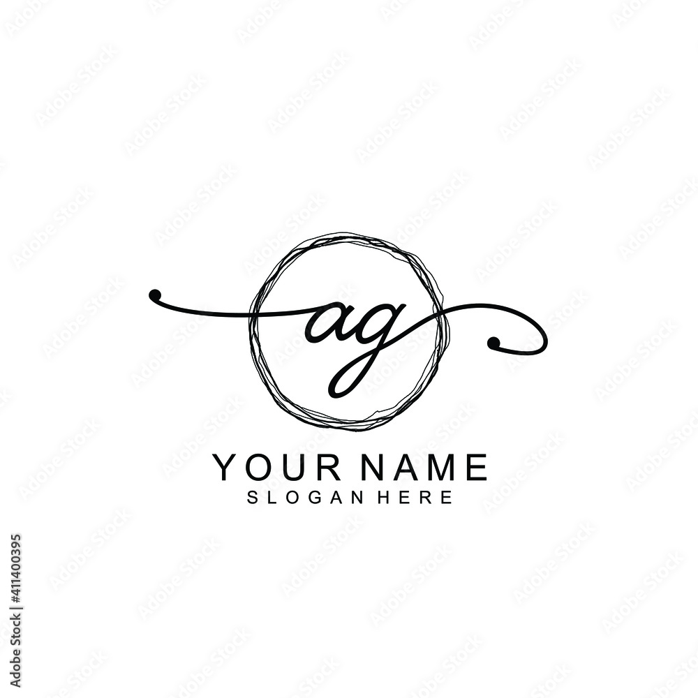 AG Initial handwriting logo template vector