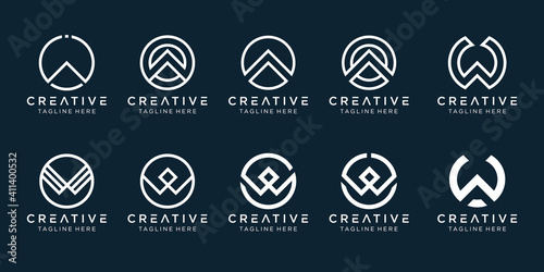 Collection initials W circle logo template. icons for business of fashion, simple.