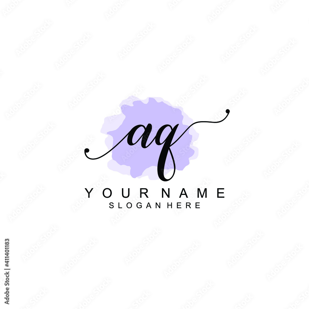 AQ Initial handwriting logo template vector AQ Initial handwriting logo template vector