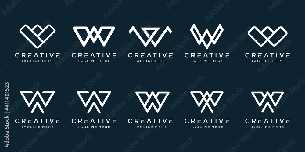 Set of creative monogram W logo template. icons for business of fashion, sport, finance, simple. Set of creative monogram W logo template. icons for business of fashion, sport, finance, simple.