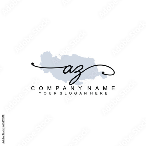 AZ Initial handwriting logo template vector