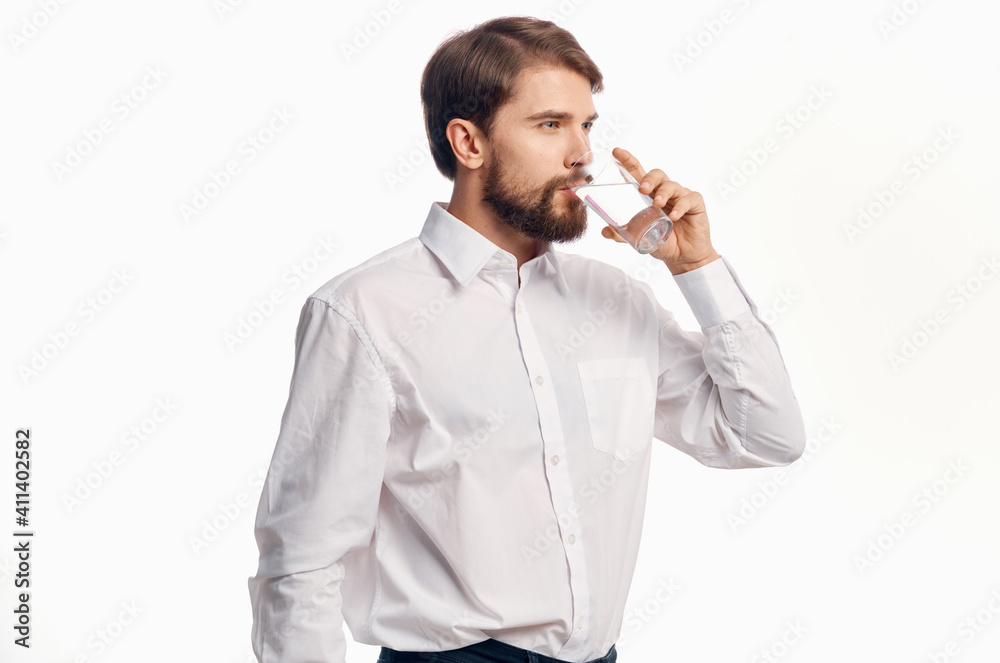 man with glass of water portrait model cropped view lifestyle man with glass of water portrait model cropped view lifestyle