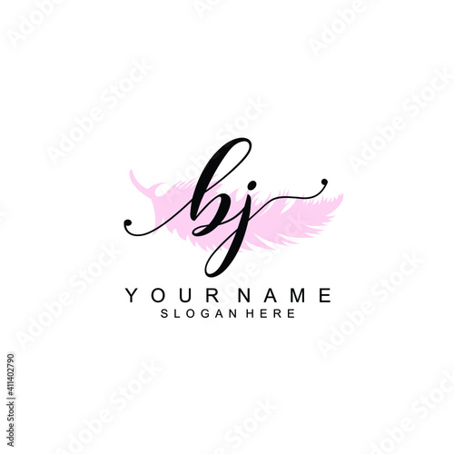 BJ Initial handwriting logo template vector