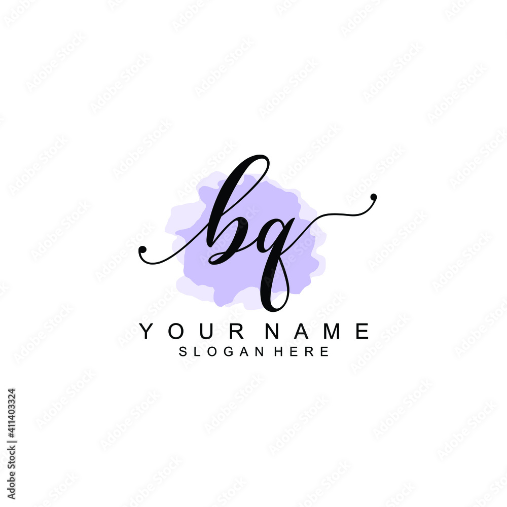 BQ Initial handwriting logo template vector