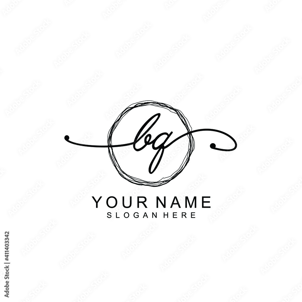 BQ Initial handwriting logo template vector BQ Initial handwriting logo template vector