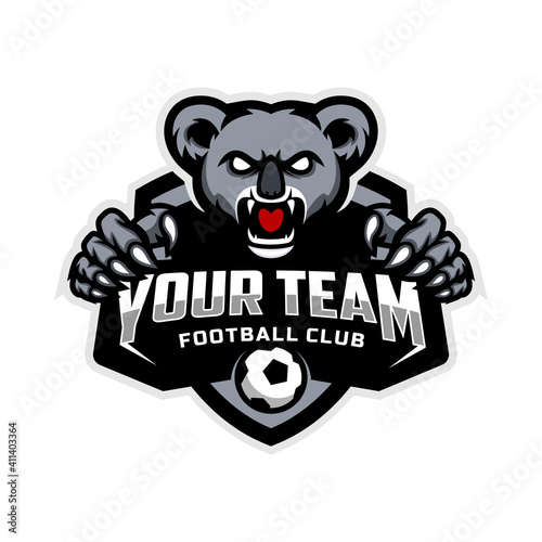 koala mascot for a football team logo. school, college or league. Vector illustration.