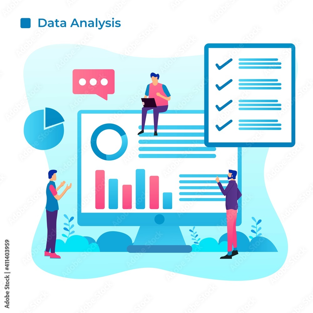 Illustration vector graphic of Data Analysis in flat design style Illustration vector graphic of Data Analysis in flat design style
