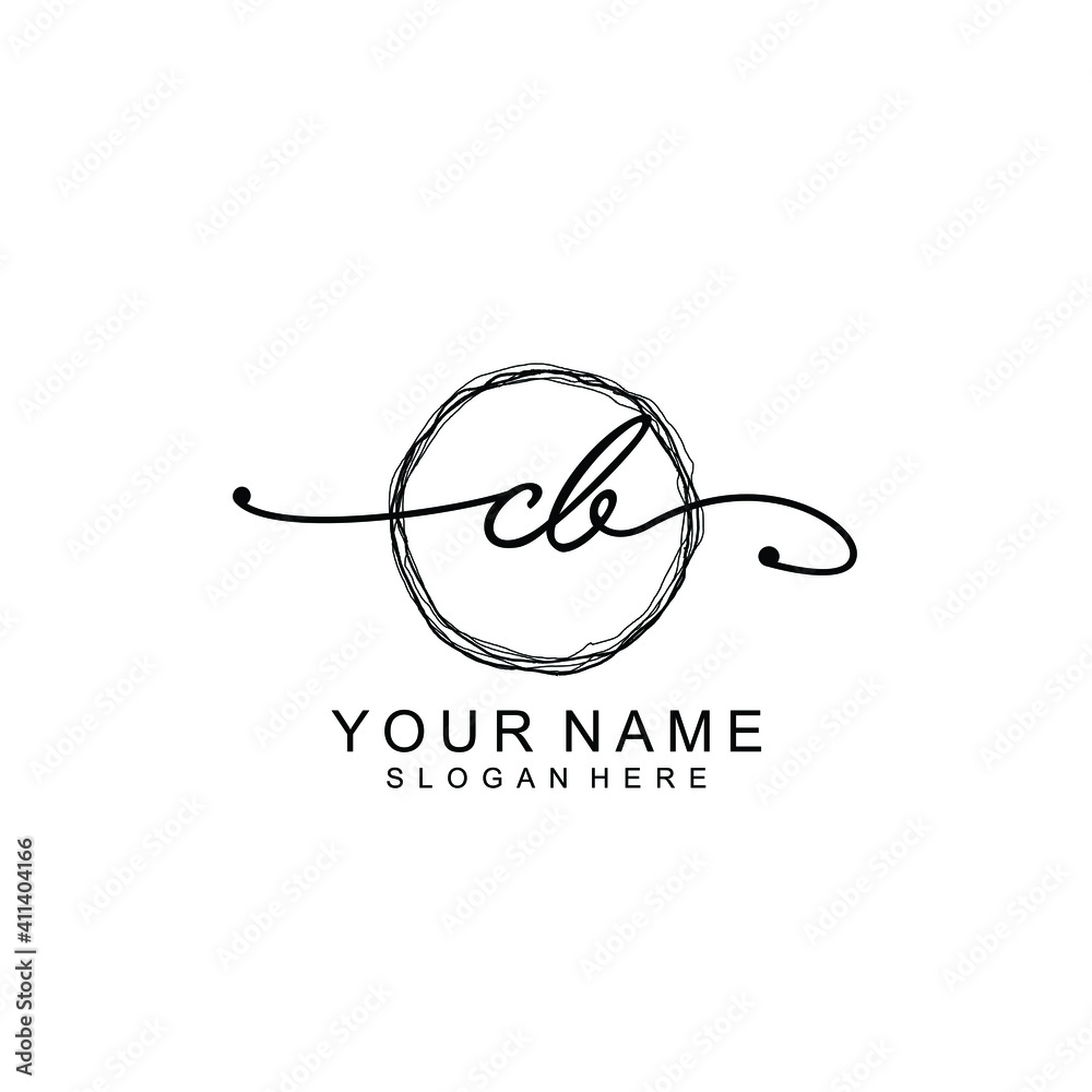 CB Initial handwriting logo template vector CB Initial handwriting logo template vector